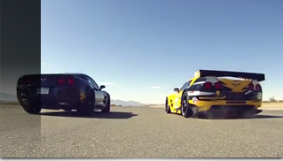 ZR1 versus C6.R racer in Corvette Drag Race - Muscle Cars Blog