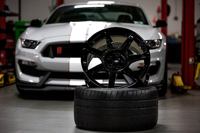 Shelby GT350R carbon fiber wheel rear view